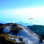 Take off point of Paragliding with snowfall